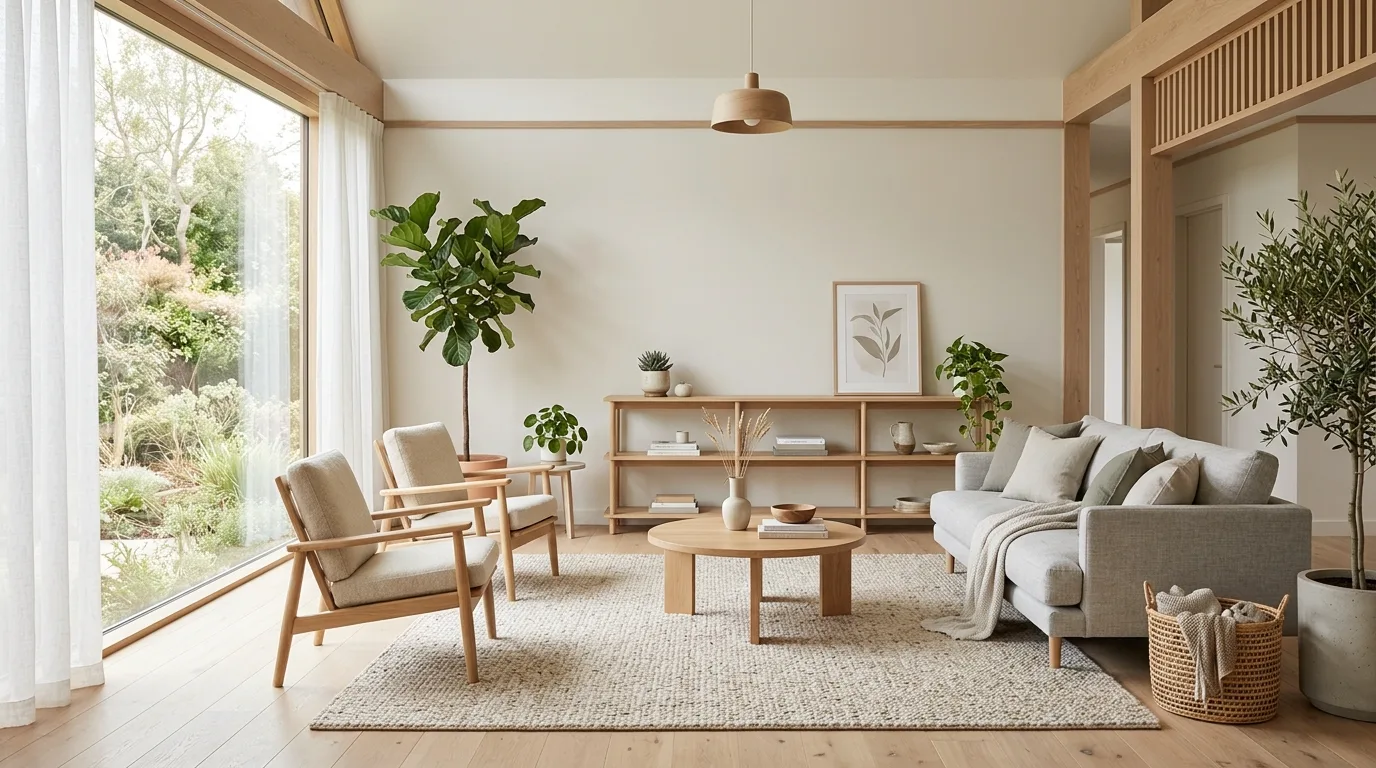 Use a rug that softens the whole seating area inspiration for an organic modern living room.